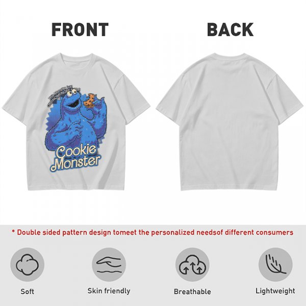 Olive Green Cookie Monster T-Shirt with Cookie Graphic
