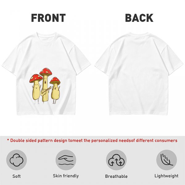 Olive T-Shirt with Singing Mushroom Band Graphic