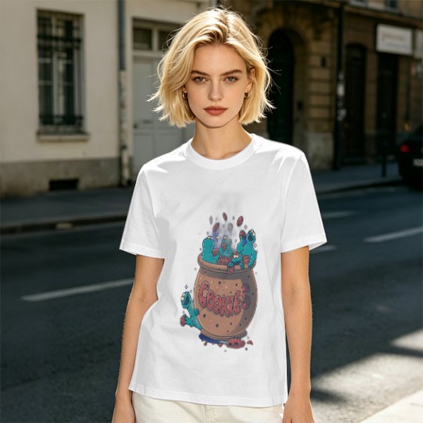 Olive T-Shirt With Cookie Monster Cookie Jar Graphic