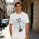 Olive Green T-Shirt With Sleeping Sky Bison On Clouds Print