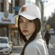 Black baseball cap with giant hot kaiju destroying city graphic