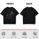 Olive Green T-Shirt With Playful Black Cat Graphic Print
