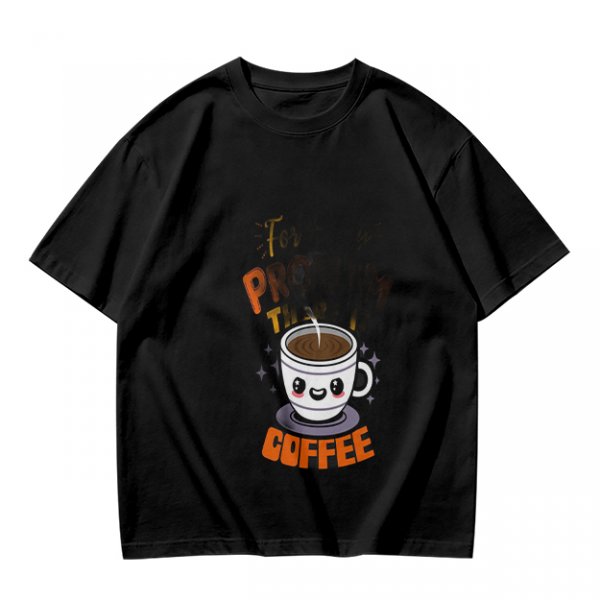 Olive Green T-Shirt With Cute Coffee Cup Graphic and Problem Solution Text