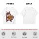 Olive t-shirt with a raccoon holding a fast food trash sign