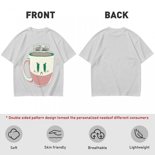 Olive Graphic Tee With Angry Coffee Cup I Need More Print
