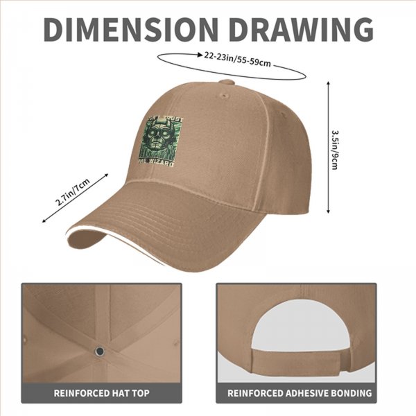 Black baseball cap with 'Don't Trust The Wizard' robot graphic