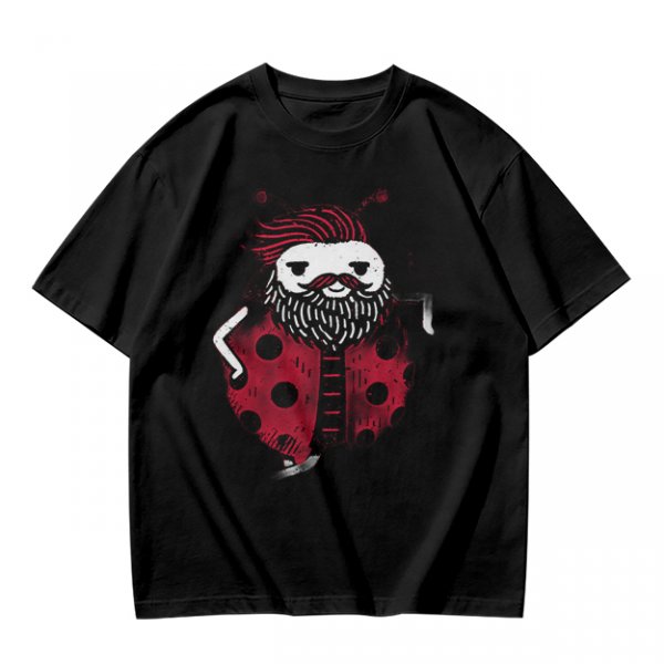 Olive Green T-Shirt With Bearded Ladybug Print