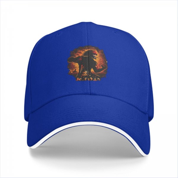 Black Baseball Cap with Fiery Attack Titan Graphic Print