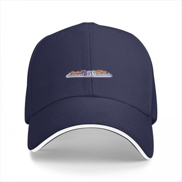 Black baseball cap with vintage lunch tray graphic design