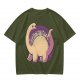 Olive T-Shirt with Cute Brontosaurus Taco Dinosaur Graphic