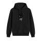 Black graphic hoodie with 'Guess What Nobody Cares' cat print