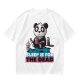 Olive t-shirt with panda drinking coffee and 'Sleep is for the dead' text