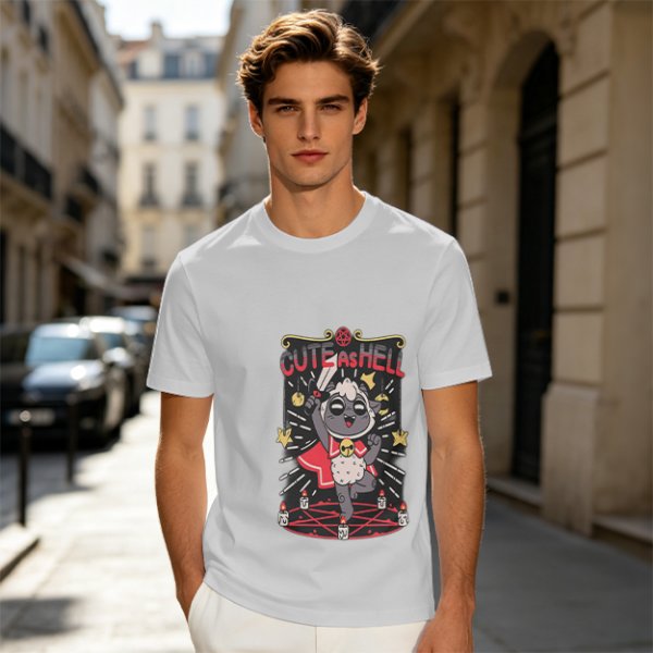 Olive Graphic T-Shirt With Cute As Hell Cult Lamb Print