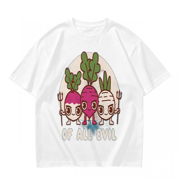 Olive Graphic T-Shirt With Evil Vegetable Characters Design