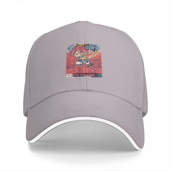 Black Baseball Cap With Retro Anime Gaming Character Print