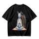 Olive T-Shirt With Meditating Llama Rainbow Graphic
