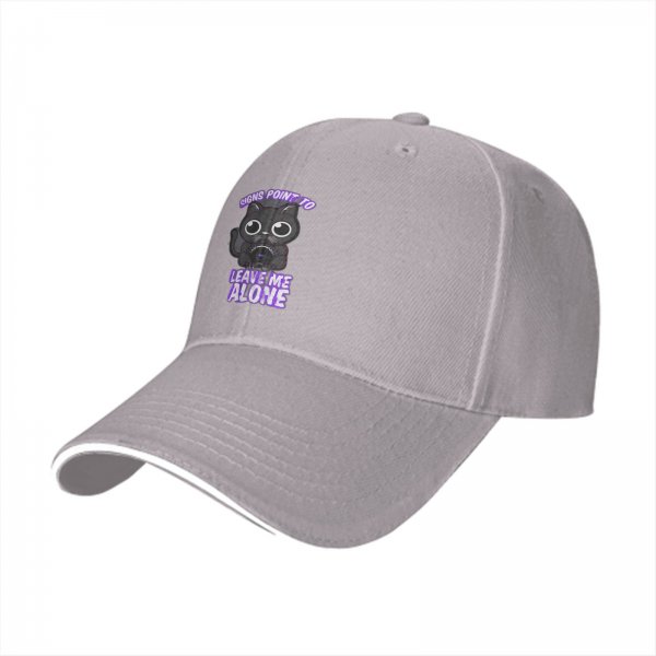 Black Baseball Cap With 'Signs Point To Leave Me Alone' Cat Graphic