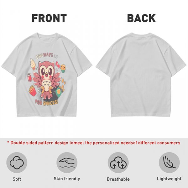 Owlways For Snacks Cute Graphic T-Shirt with Owl and Treats