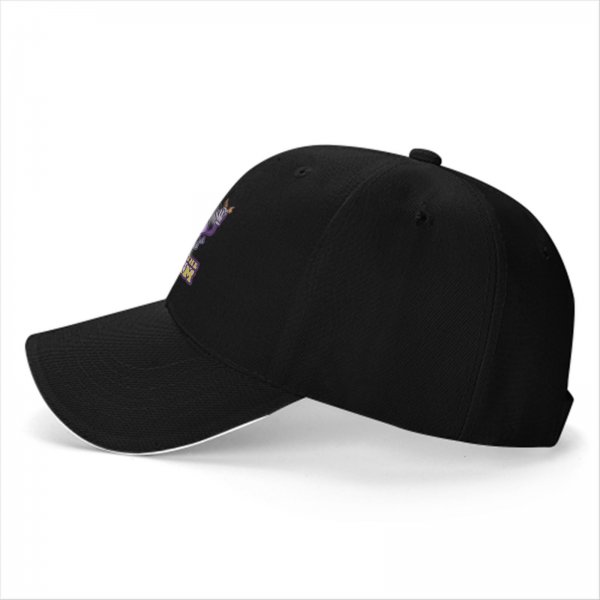 Black baseball cap with funny cloud rainbow storm graphic