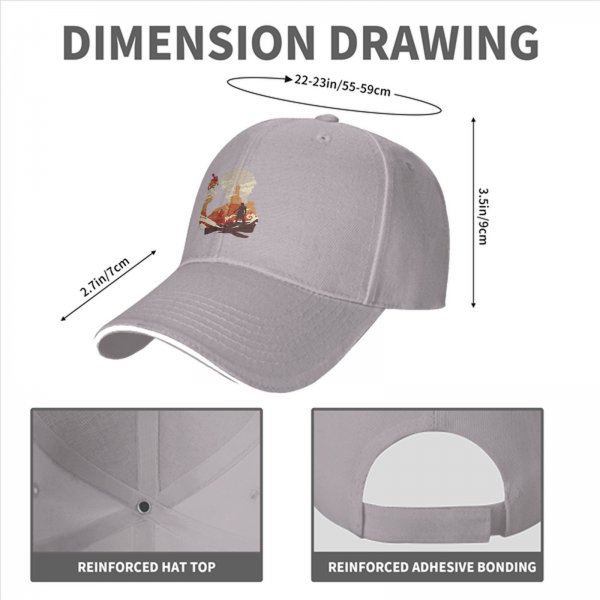 Black baseball cap with anime silhouette graphic of two characters