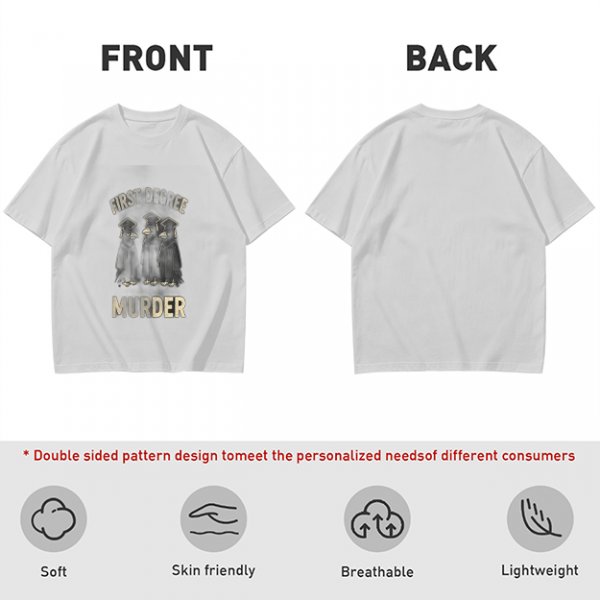 Olive t-shirt with first degree murder crow graduates graphic