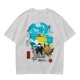 Olive T-shirt with anime pig pilot and seaplane graphic