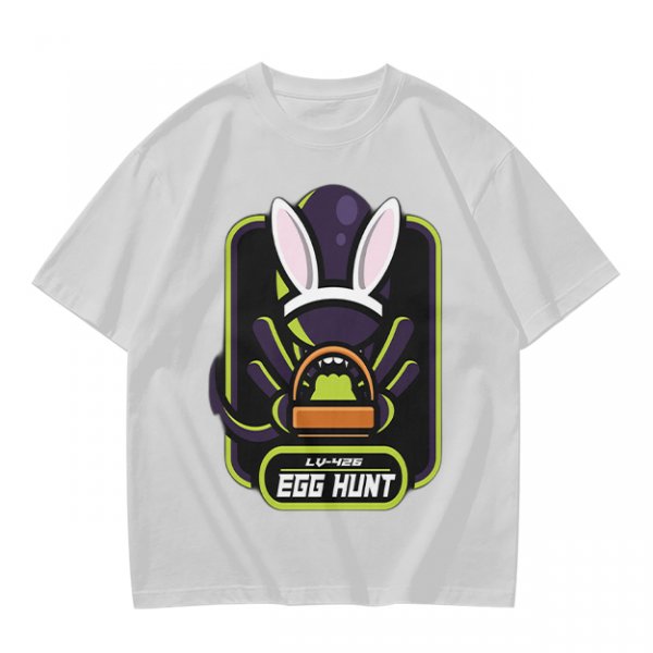 Olive T-Shirt With Alien Bunny Ears Egg Hunt Graphic