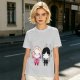 Olive T-Shirt with Chibi Wednesday Addams and Enid Sinclair Print