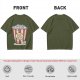 Olive T-Shirt With Pop Cats Popcorn Bucket Graphic