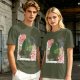 Olive T-Shirt with Totoro Cherry Blossom Stamp Art Print