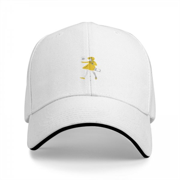 Black baseball cap with yellow rain girl graphic