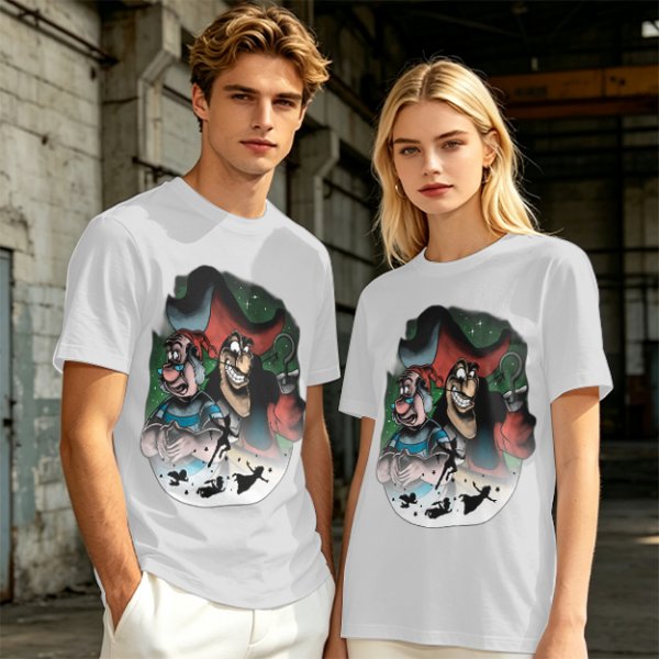 Olive T-Shirt Featuring Captain Hook and Mr. Smee from Peter Pan