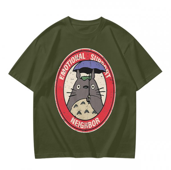 Olive T-Shirt with Emotional Support Neighbor Totoro Graphic