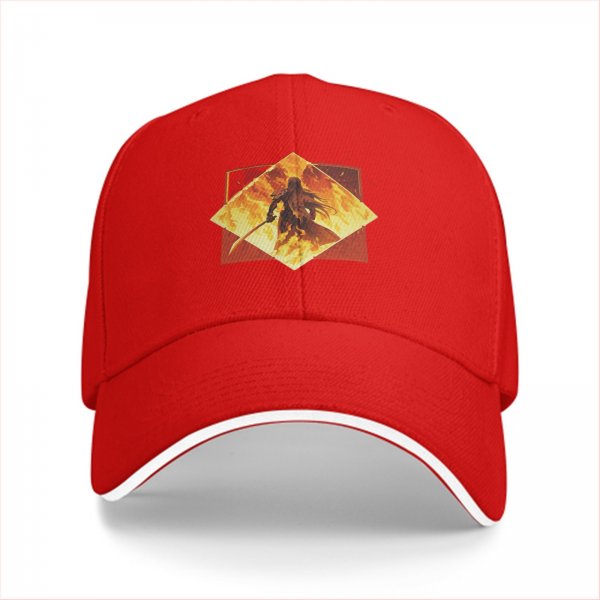 Black Baseball Cap With Fiery Warrior Silhouette Graphic