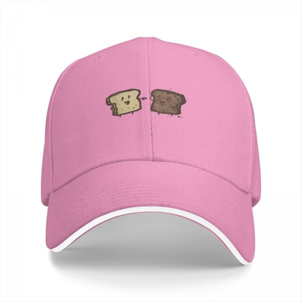 Black Baseball Cap With Cute Bread Slice Friends Graphic