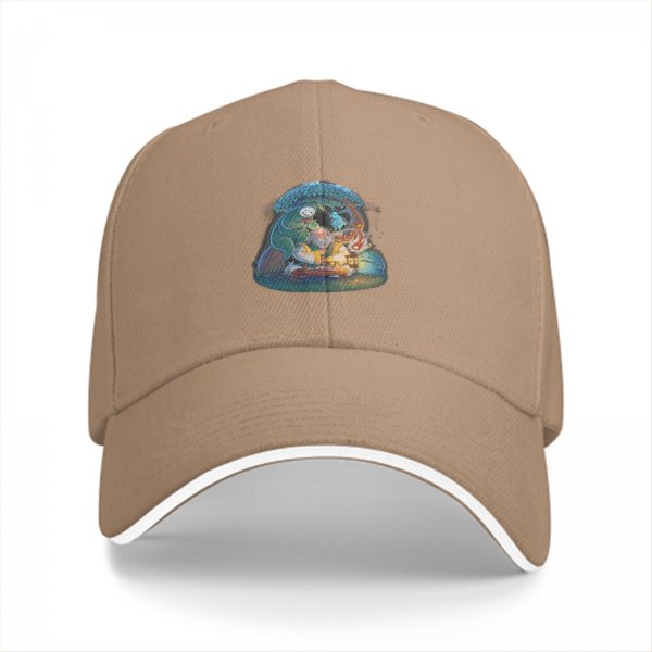 Black Baseball Cap with Whimsical Fantasy Character Art Print