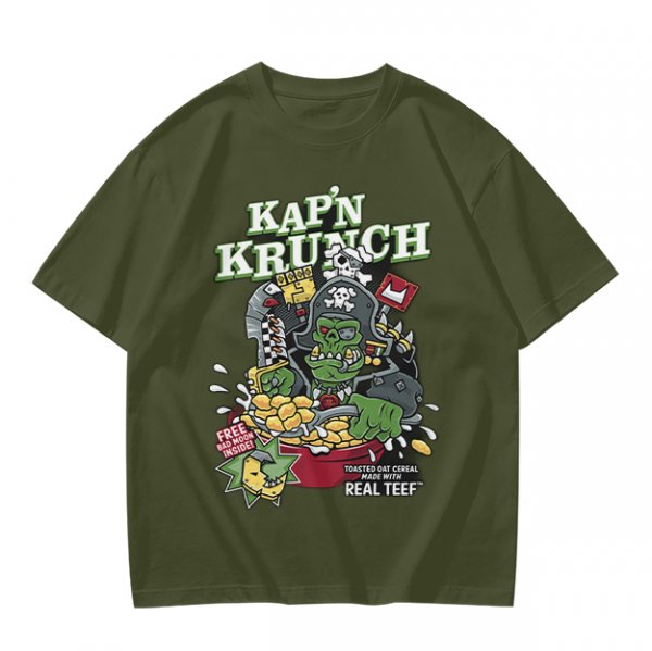 Kap'n Krunch Zombie Pirate Graphic Olive T-Shirt