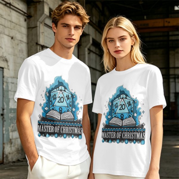 Master of Christmas D20 Dice T-Shirt for RPG Fans
