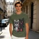 Olive T-Shirt With Cute Raccoon And Shadow Monster Graphic