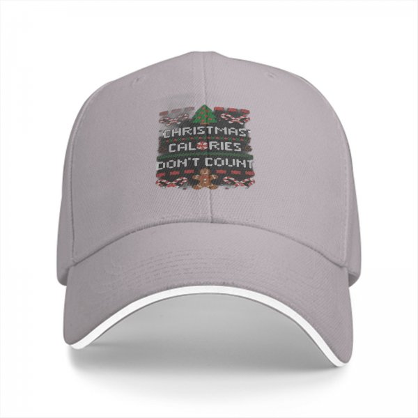 Black Baseball Cap With Christmas Calories Don't Count Festive Print
