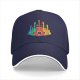 Black Baseball Cap With Colorful Cat Guitar Graphic Design