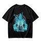 Fantasy warrior ghost print olive green graphic t-shirt