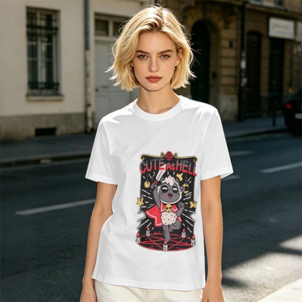 Olive Graphic T-Shirt With Cute As Hell Cult Lamb Print