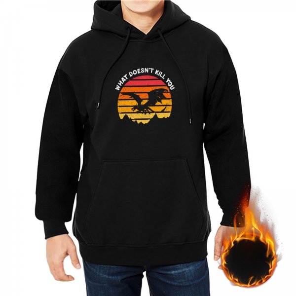What Doesn't Kill You Dragon Sunset Graphic Black Hoodie