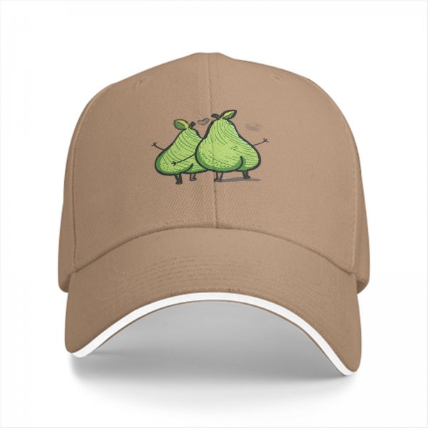 Black Baseball Cap With Funny Cartoon Pears Graphic
