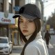 Black Baseball Cap With Small Anime Character Embroidery