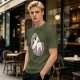 Olive Green T-Shirt with Cute Sleeping Otter Graphic