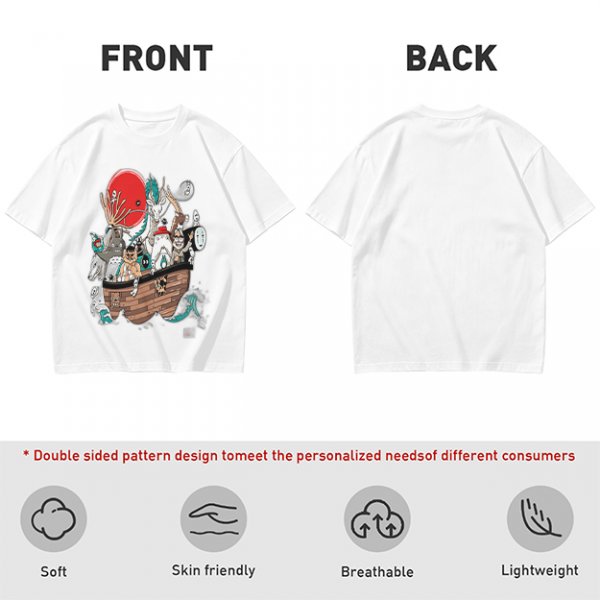 Studio Ghibli Characters Boat Graphic Olive T-Shirt