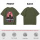 Olive T-Shirt with Haunted Castle Silhouette Graphic Design