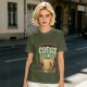 Olive Graphic T-Shirt With Coffee And Mountain Sunrise Design